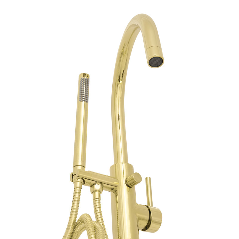 Single Handle Deck Mounted Clawfoot Tub Faucet, Polished Gold