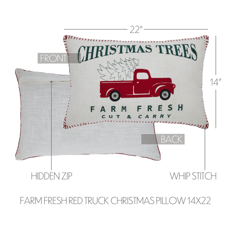 Oreiller de Noël camion plus frais 14x22