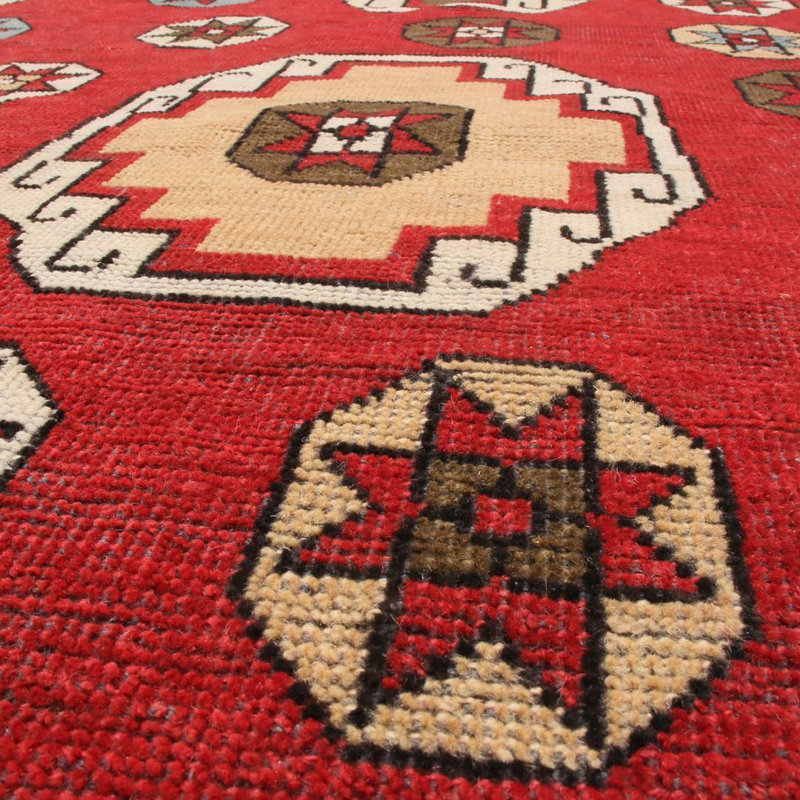 Burano Hand Knotted Wool Geometric Area Rug, Square 4'