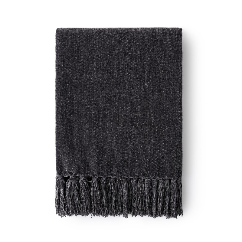 Jeté en chenille douce, Fer noir, L 60 po x l 50 po