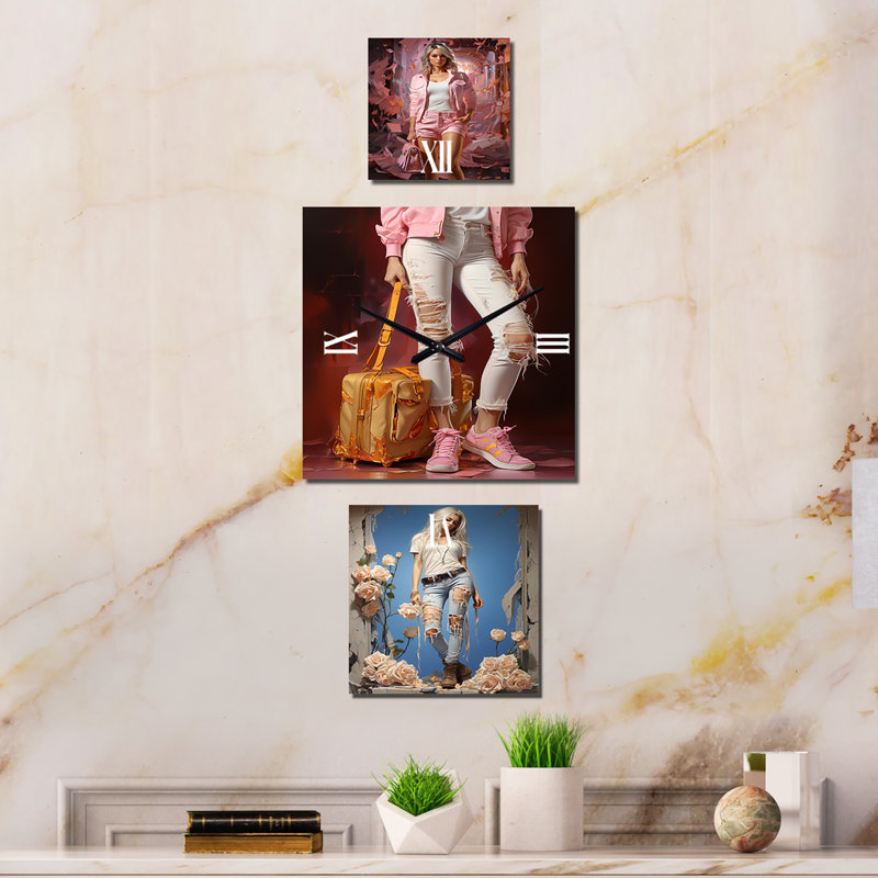Charels - Horloge glamour multicolore tendance pour le salon