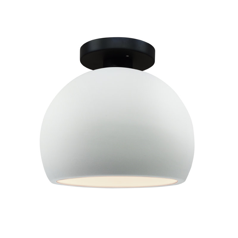 Plafonnier semi-encastré Radiance, H 7 po x l 7 po x P 7 po, Blanc brillant / nickel brossé, Noir mat