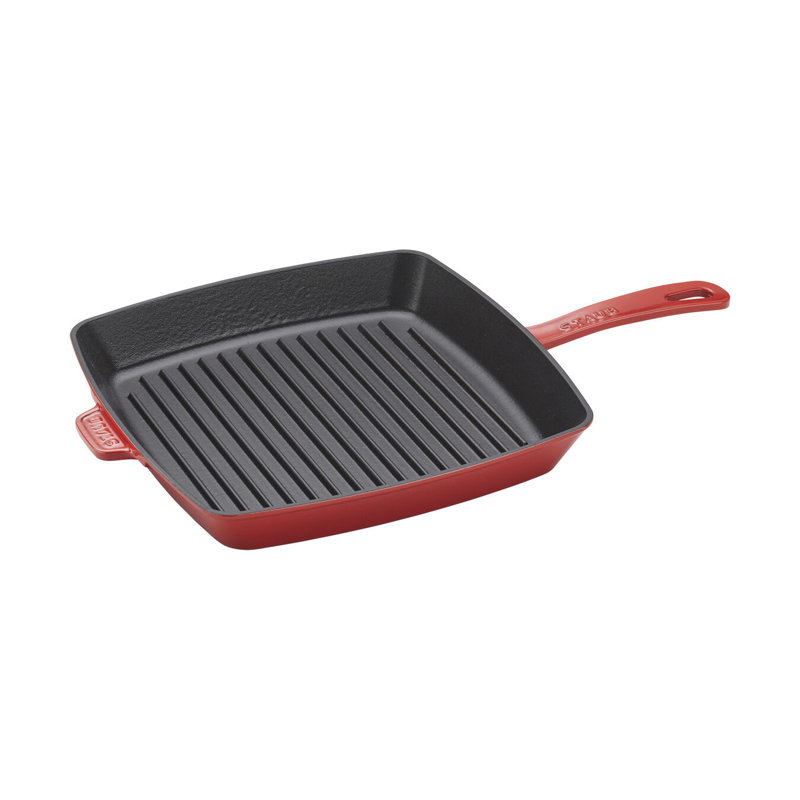 Staub Cast Iron Square Grill Pan, Cherry