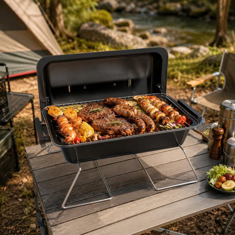Barbecue au propane portatif Bestfire, gril extérieur pliable avec valve à carburant 2 en 1, Po Surface de cuisson, régulateur réglable