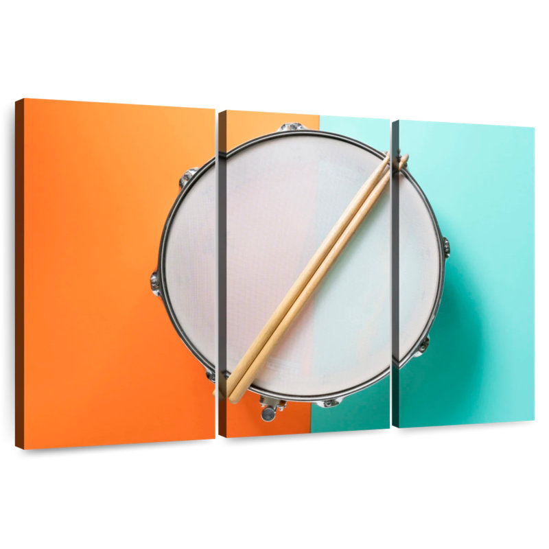 Drum And Sticks On Table, 24" H x 38" W