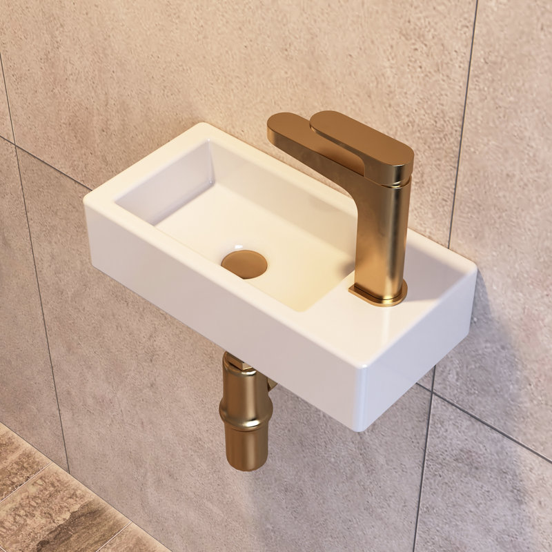 Liberty 14.75'' x 7'' Vitreous China Rectangular Wall Mount Bathroom Sink with Right Faucet Hole, White