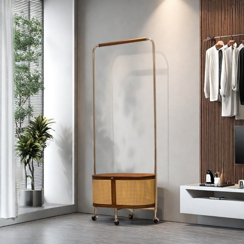 Coat Rack Quiet Wheels Brake & Multi-Storage