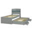 Lit plateforme gris TG avec tête de lit à DEL, tiroirs de rangement, station de charge et lit gigogne simple-1410512375