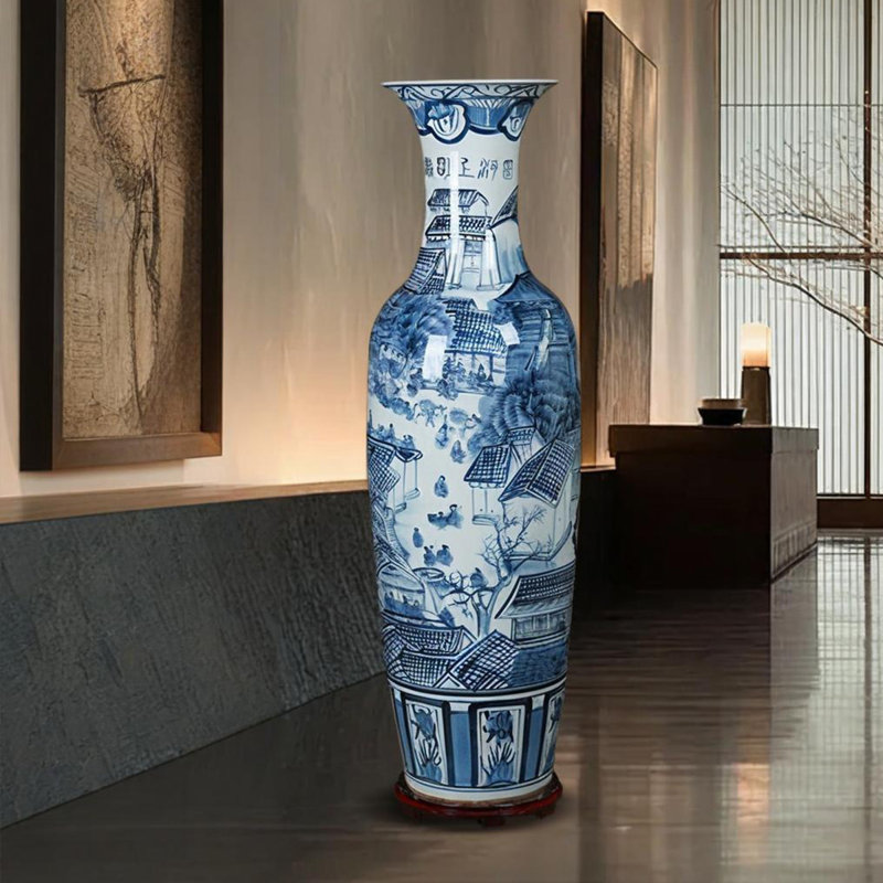 78.74"A decorative vase made in Jingdezhen and featuring ancient painted patterns drawn by hand