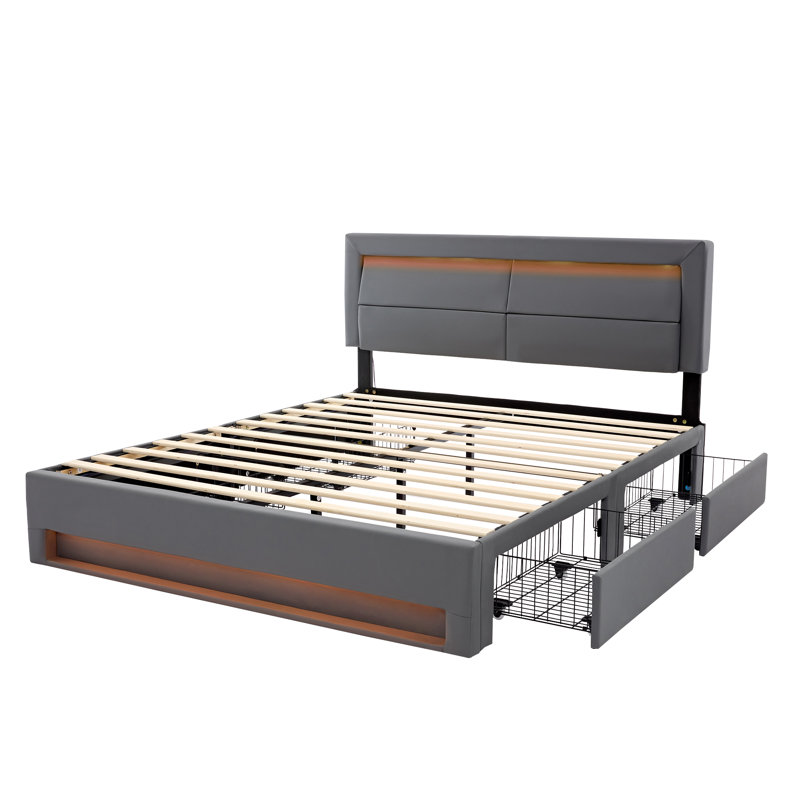 Dawsyn Upholstered Ottoman Storage Bed, European Double (140 x 200cm), Grey