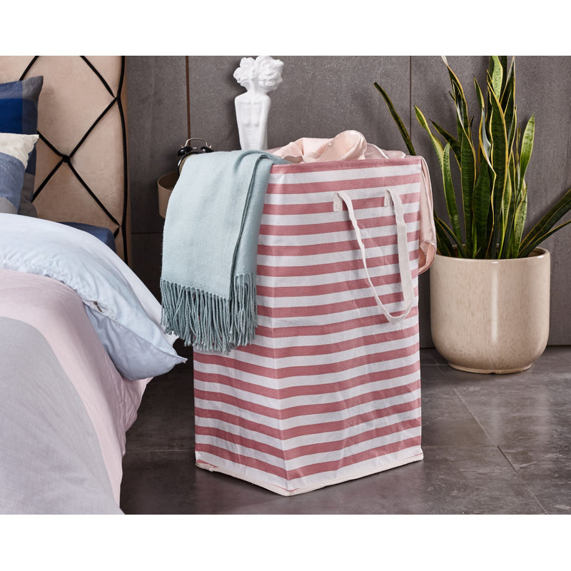 Bac de rangement pliable | Panier pliable en tissu robuste avec poignées, Rose / blanc