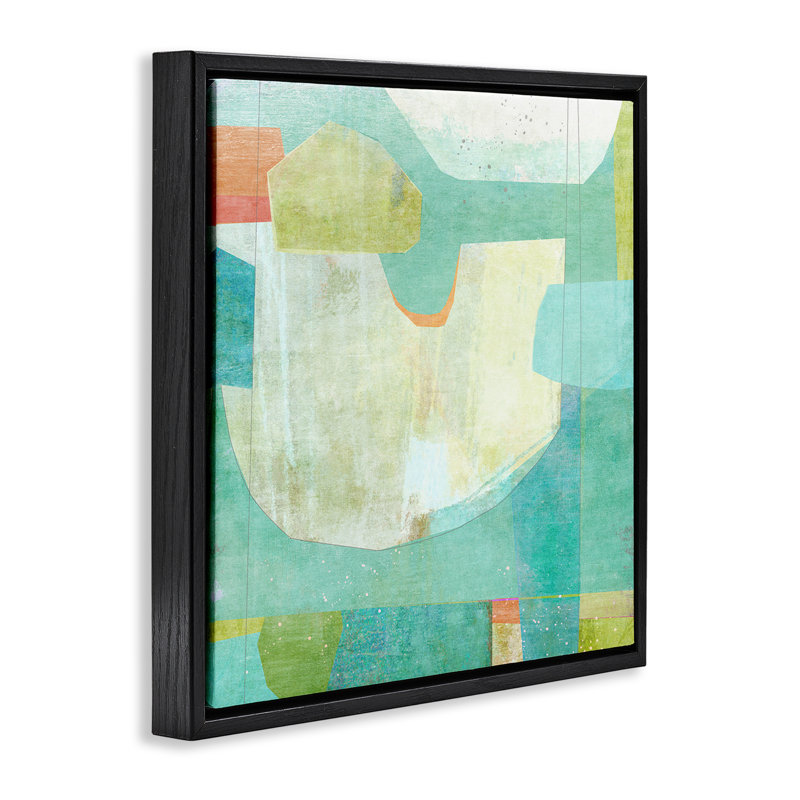 Cadre flottant Aqua Pool Abstraction, design par Suzanne Nicoll, Cadre flottant noir de jais, H 18 po x l 18 po