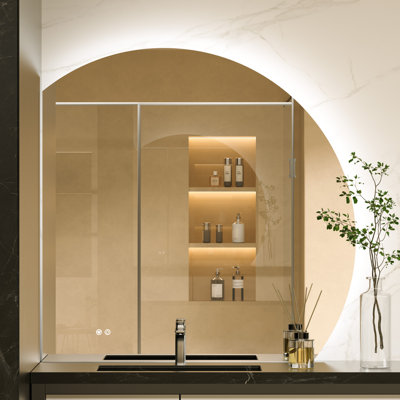 Miroir de salle de bain rond rétro-éclairé