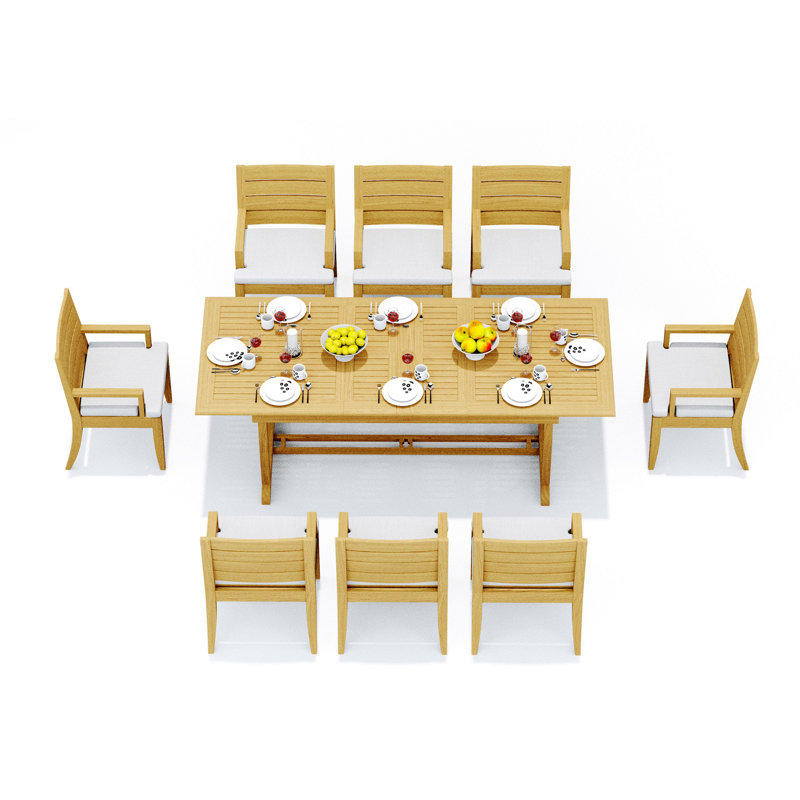 8 - Person Teak Wood Patio Dining Set with Rectangular Table
