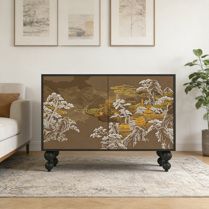 Armoire d'entrée en bois massif avec portes doubles, Noir