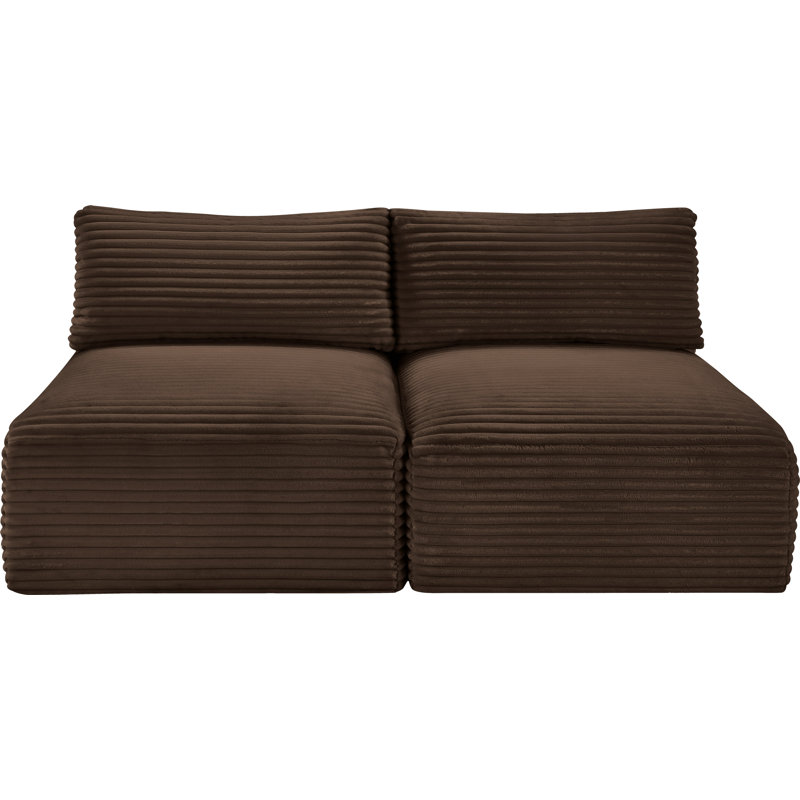 Canapé Carmean, 2 sans accoudoirs, Velours côtelé texturé brun