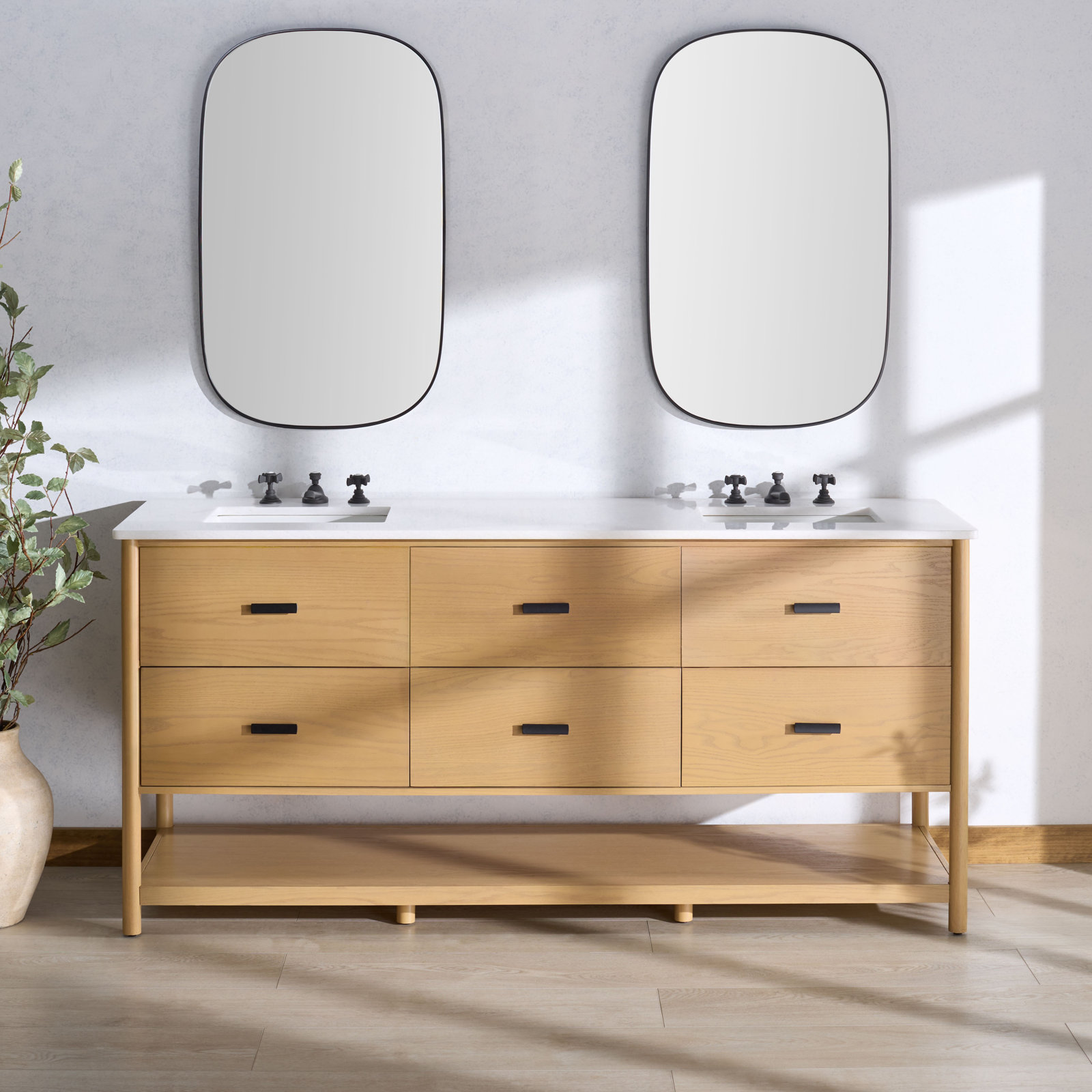 Kaplan 72" Double Bathroom Vanity, Natural