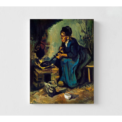 Peasant Woman Cooking By A Fireplace By Vincent Van Gogh, Woman Wall Art, Kitchen House Decor, Restaurant Wall Art, Fireplace Home Decor