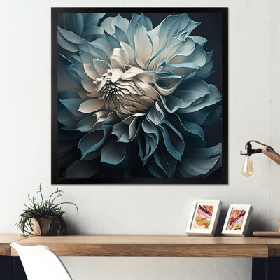 Blue And White Dahlia Flowers I - Dahlia Framed Prints