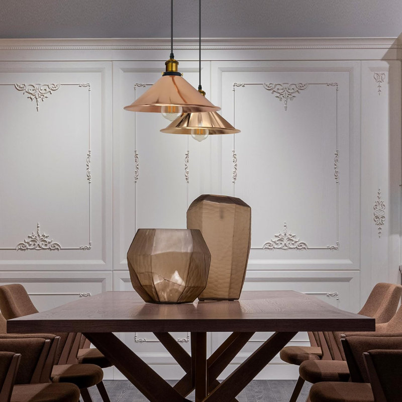 Modern Industrial Cone Pendant Light | Adjustable 1-Light Ceiling Fixture for Kitchen Islands, Dining Areas & Hallways, No
