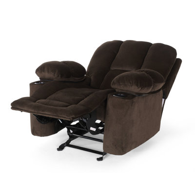 Luxurious Manual Recliner Chair in Skin-Friendly Fabric, Dual Cup Holders by Hokku Designs