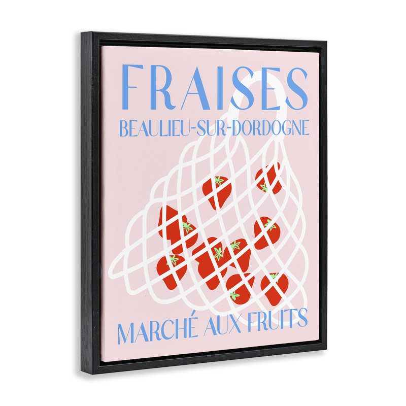 Art moderne sur toile flottant, "Modern Strawberry Fruit Market" par Daphne Polselli, H 31 po x l 25 po