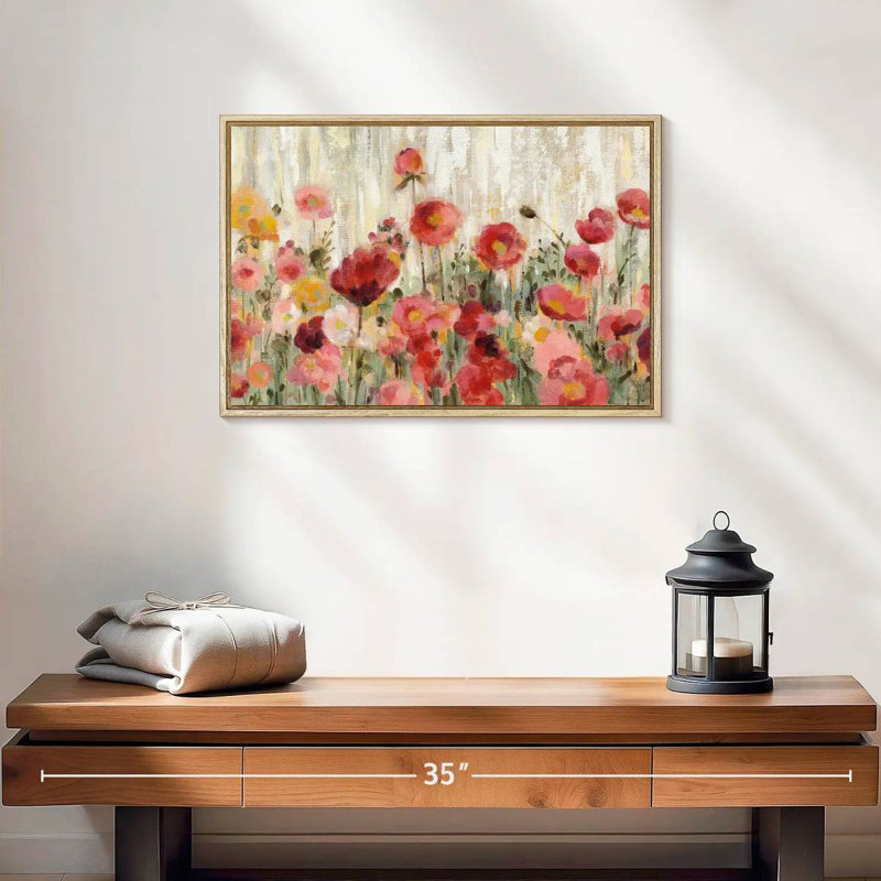 Fleurs saupoudrées, 19 po x 13 po, Cadre flottant en bois naturel