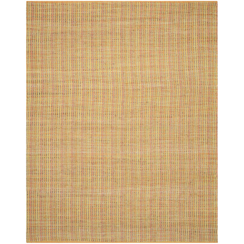 Tapis de couleur unie en jute / coton tissé à la main Doleman, Rectangle 8 pi x 10 pi
