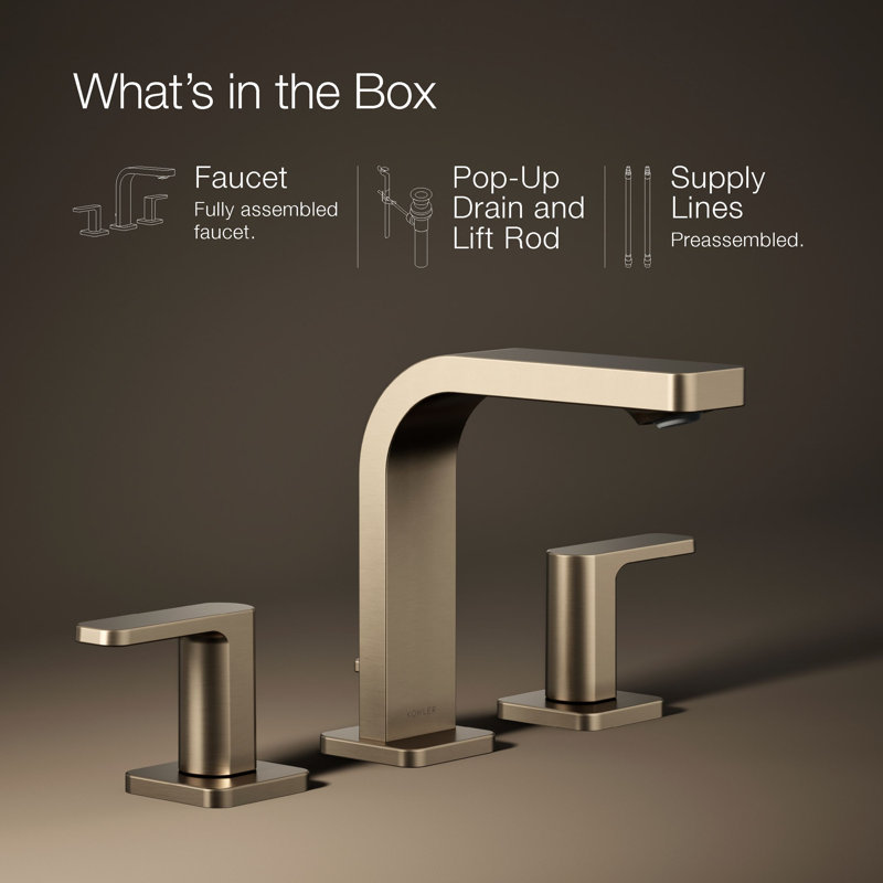 Parallel™Widespread Bathroom Faucet, 3-Hole Two Lever Handle Bathroom Sink Faucet, 1.2 GPM, Vibrant Brushed Bronze, 1.2 GPM