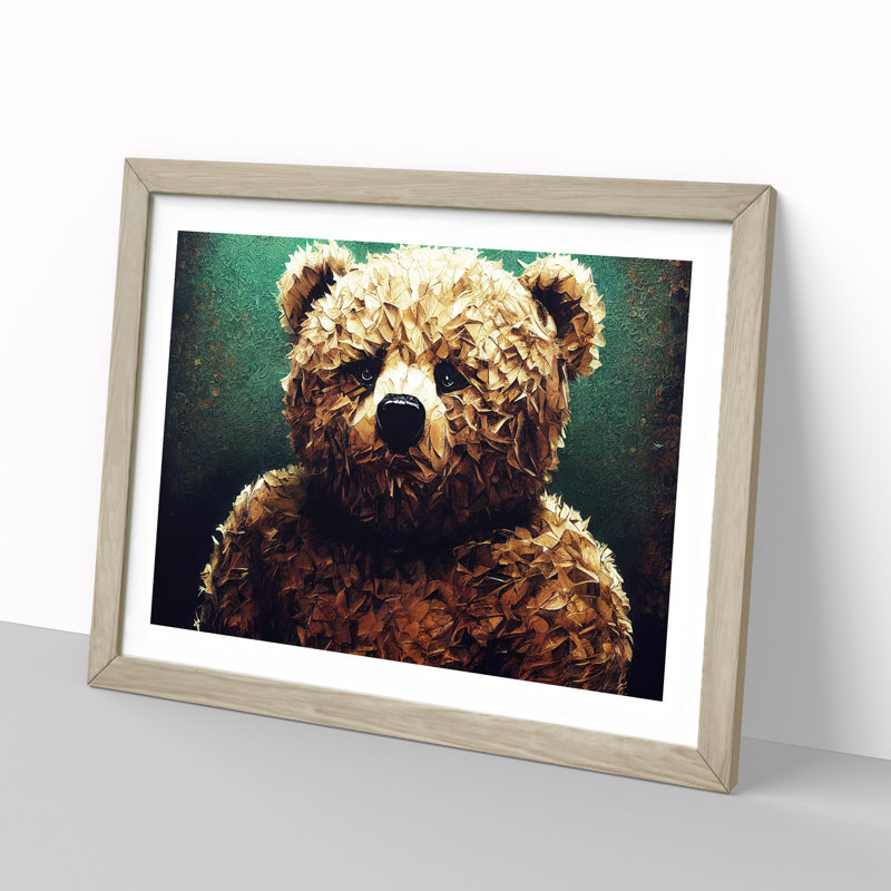 Glorious Teddy Bear - Single Picture Frame Print, Oak, 34cm H x 46cm W x 2cm D
