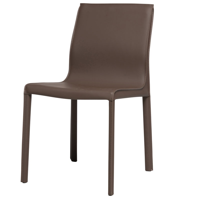 Chaise rembourrée en cuir Kupang, Vison