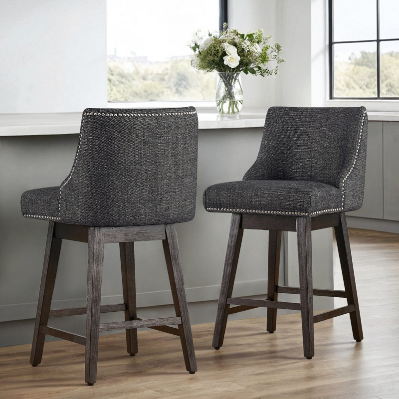 Arvelle Swivel Counter & Bar Stool, Counter Stool (26" Seat Height), Charcoal Gray
