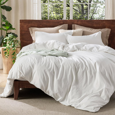 Housse de couette 100% coton délavé - ensemble de housse de couette minimaliste couleur sable chaud - 3 pièces GentleSoft - ensemble de housse de couette simple pour toutes les saisons