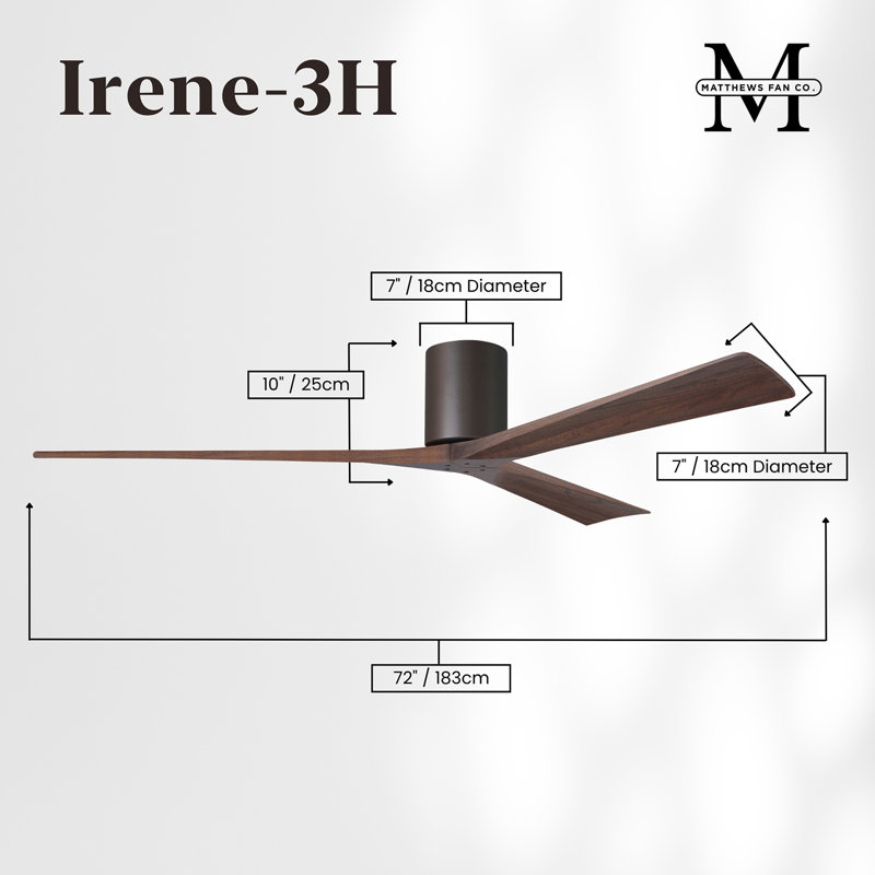 Irene Ceiling Fan, Textured Bronze, Walnut Tone, 72"