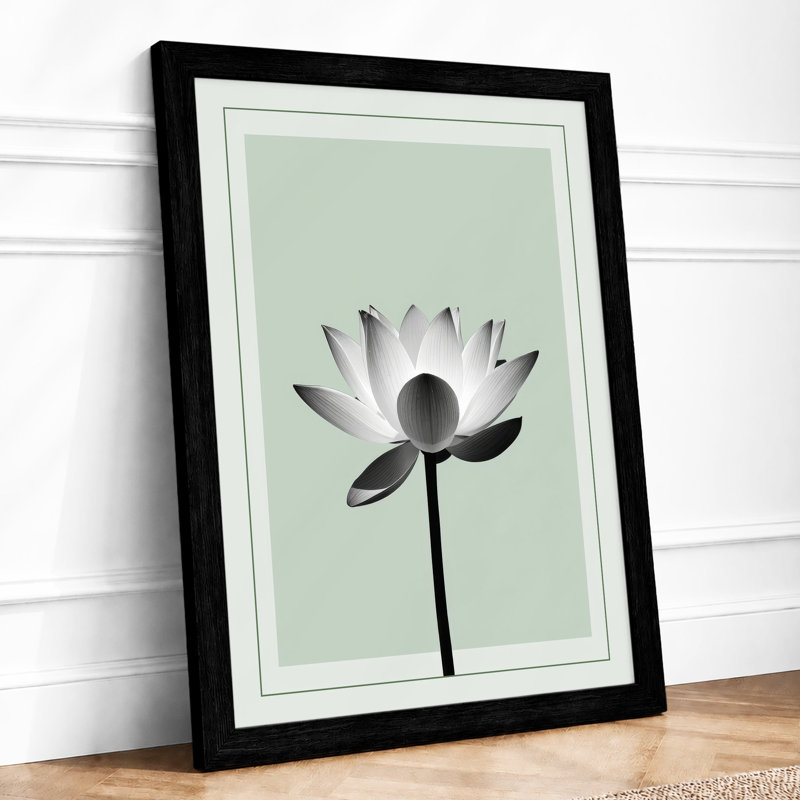 Lotus in Stillness Botanical - Framed Print, A3 - 42.0 x 29.7 cm, Black