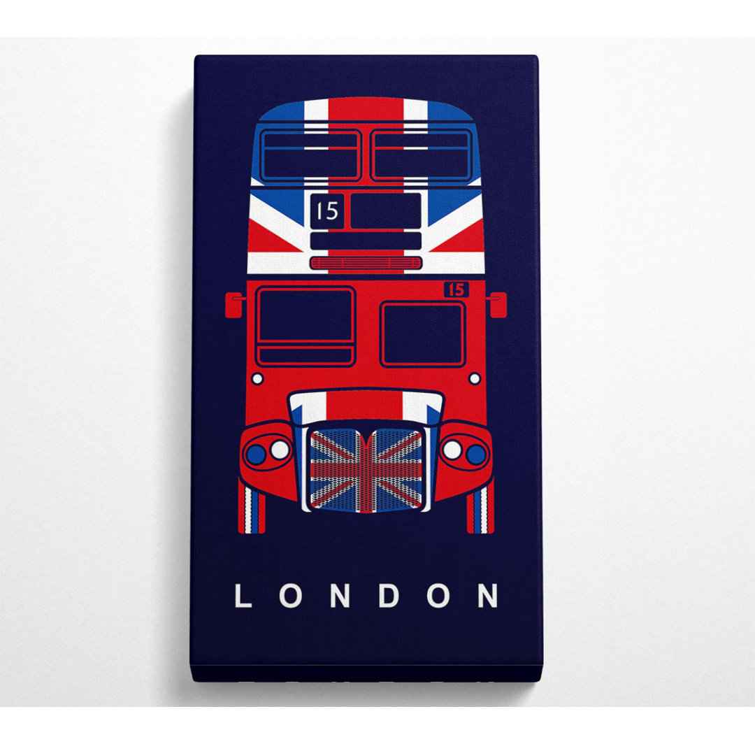 Audain Englische Flagge auf rotem Londoner Bus - Leinwanddrucke auf Wrapped Canvas