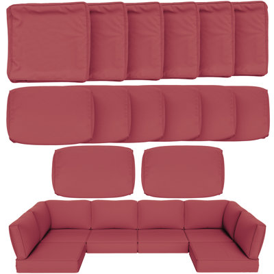 Cartert 14 Pcs Outdoor Cushion Cover Set For 4" Outdoor Cushions Patio Furniture Cushion Covers, Covers Only