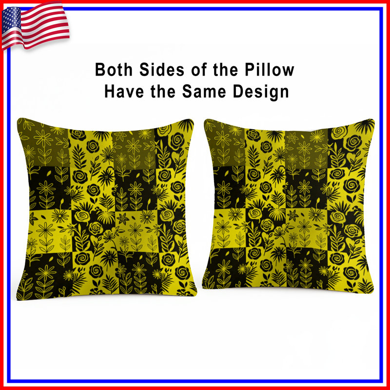 Floral Patchwork Pattern Double Sided Throw Pillows, 14 x 14 inches