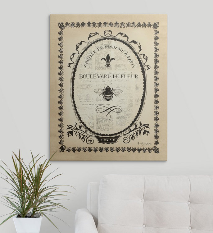 Publicité rétro «Nakamura Paris Bees II» par Emily Adams, H 30 po x l 24 po x P 1,5 po, Toile