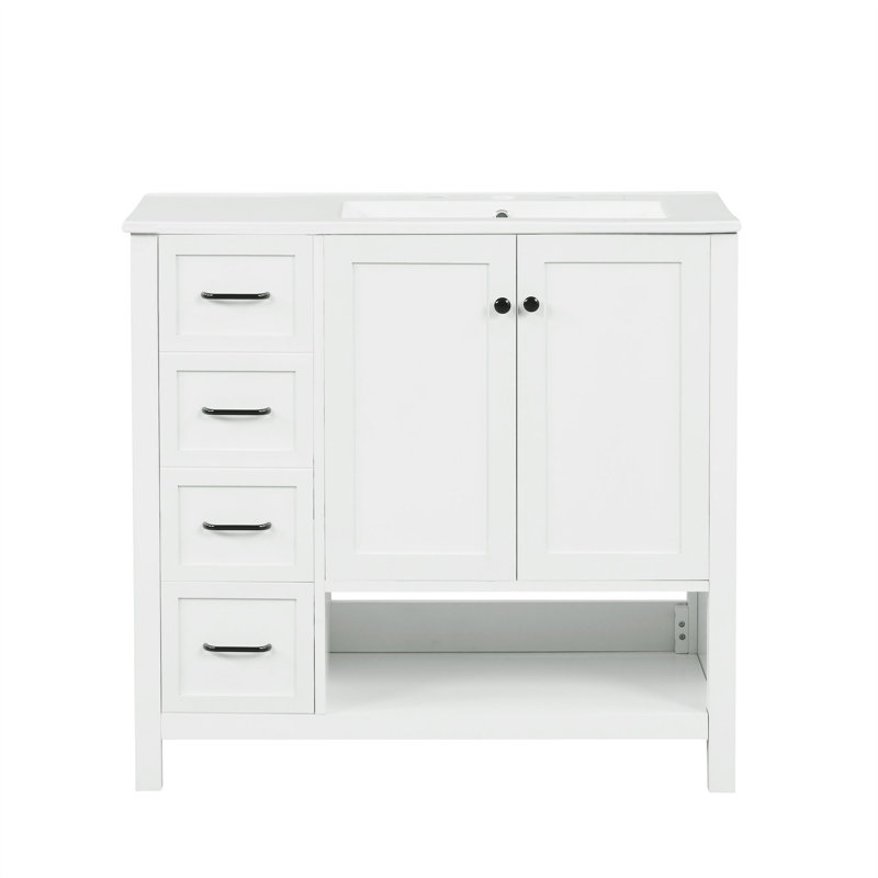 Meuble-lavabo 36 po avec lavabo en céramique, Blanc