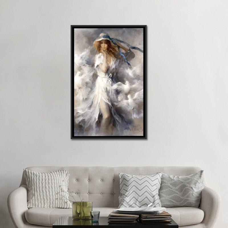 « pigeons », reproduction sur toile, H 26 po x l 18 po x P 1,5 po, Toile avec cadre noir, Pas de tapis