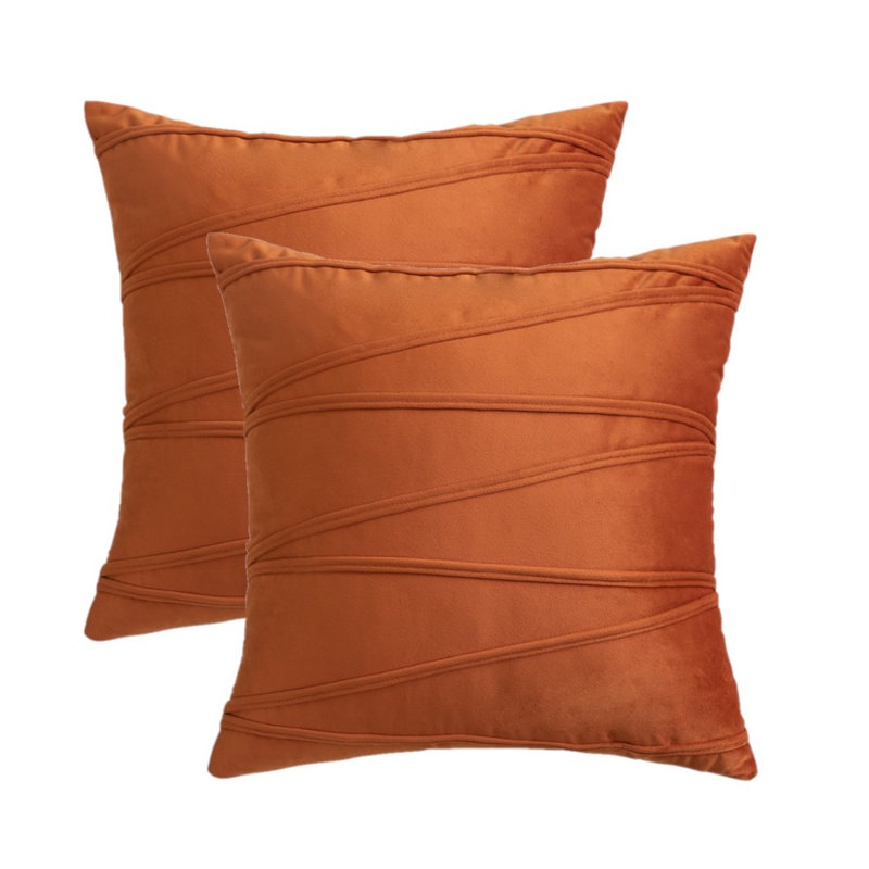 Ensemble de 2 coussins décoratifs en velours (inséré inclus), Orange