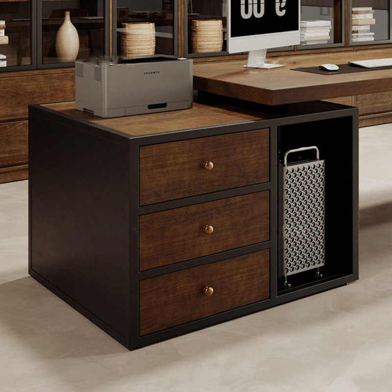 Bureau brun foncé + bois massif rectangulaire noir + bureaux en fer, H 29,53 po x l 76,77 po x P 31,5 po, Retour à gauche