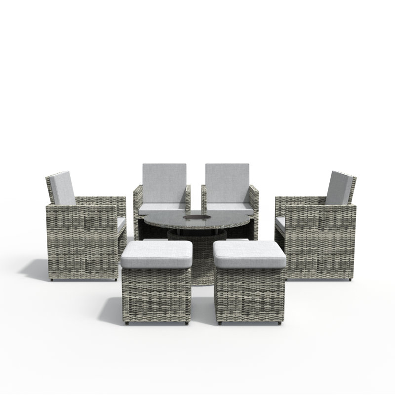 Wicker 6 - Person Patio Conversation Set with Cushions