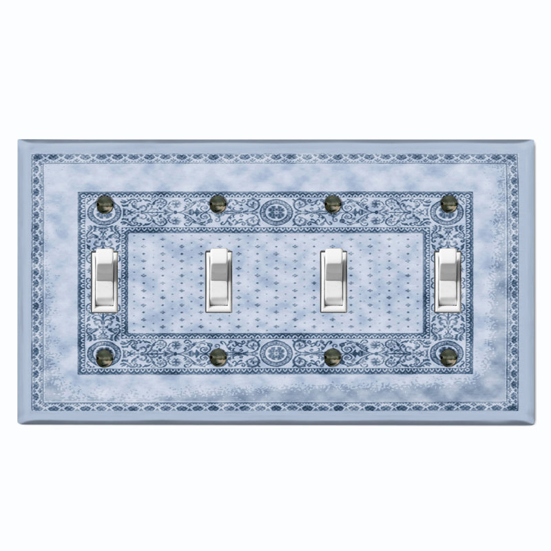 Plaque murale élégante à motif de tapis à 4 bandes Elegant Green, Bleu