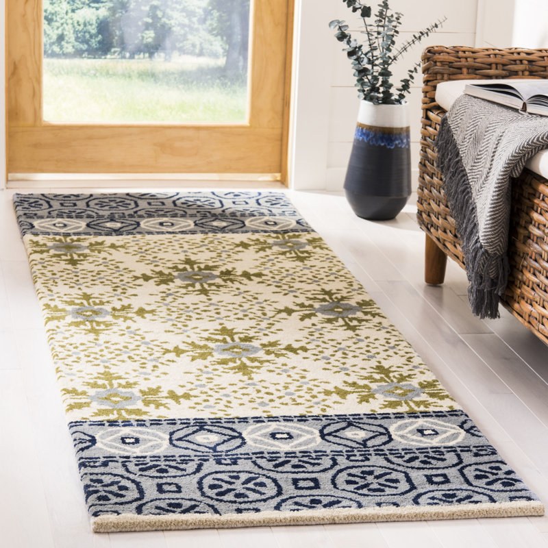 Pooler Hand Tufted Wool Geometric Rug, Runner 2'3" x 7'