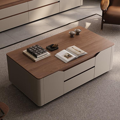 Table basse rétro en noyer minimaliste