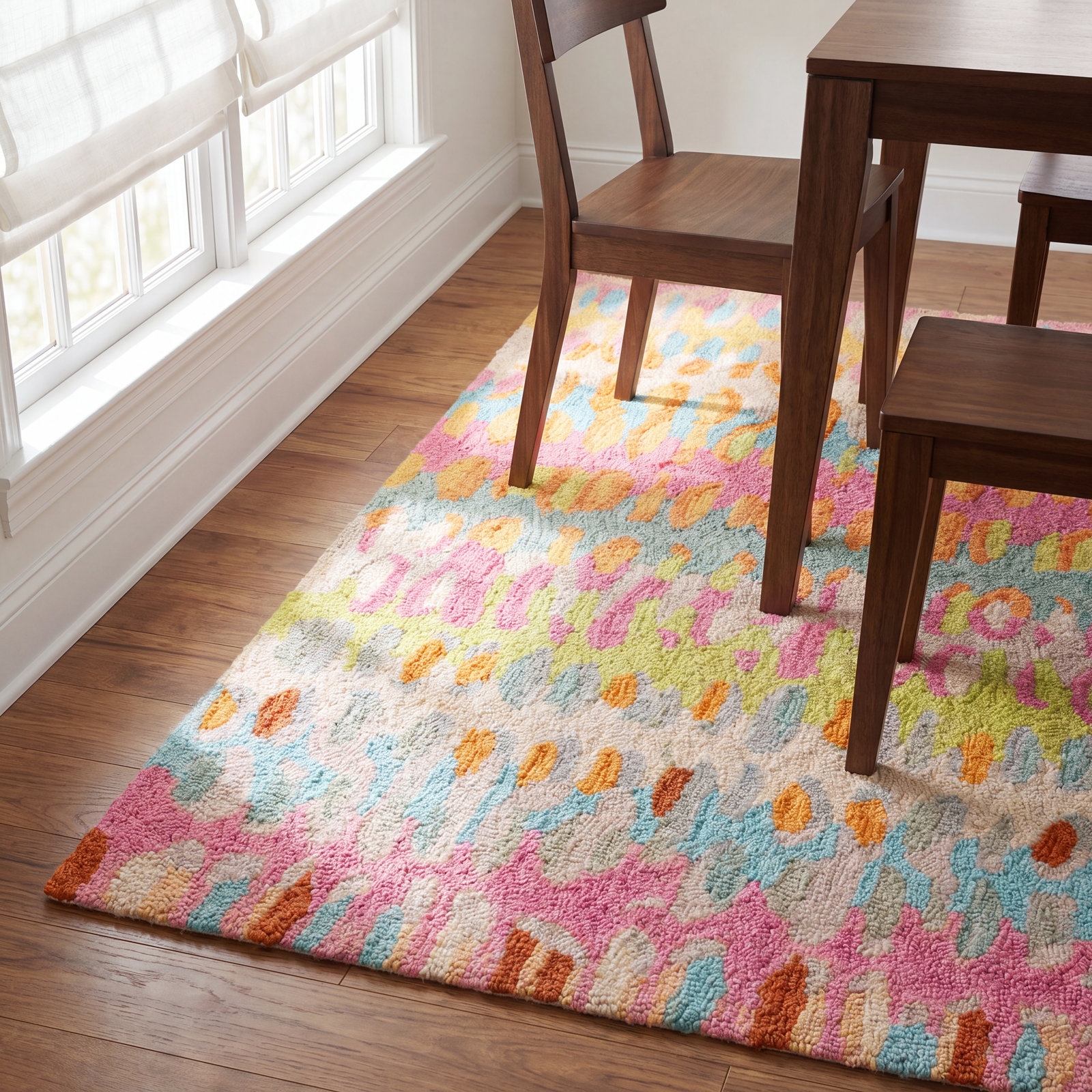 Paint Chip Confetti Hand-Hooked Abstract Wool Rug, Rectangle 10' x 14'