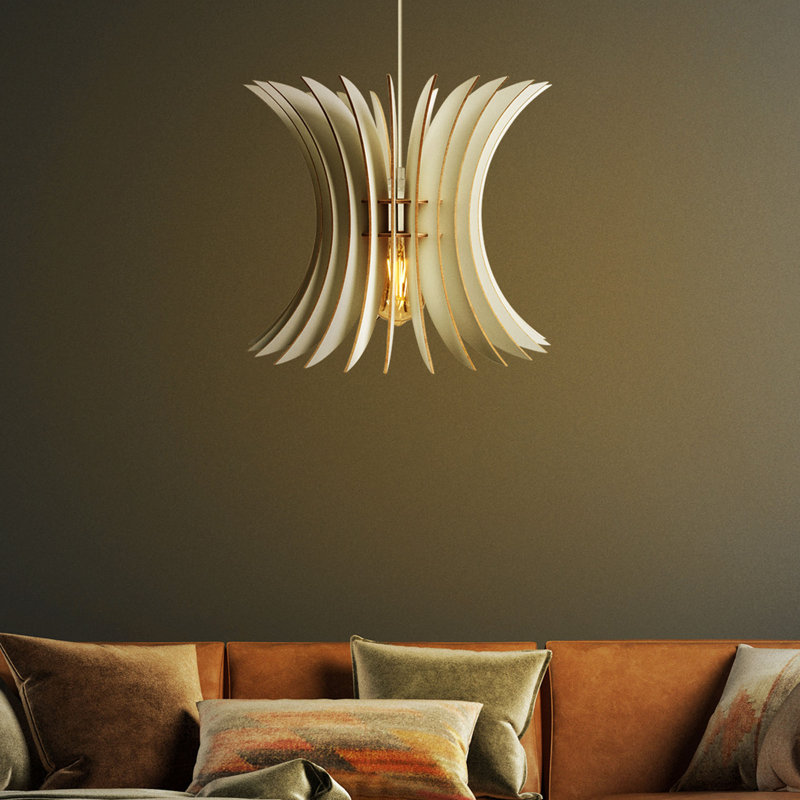 Élégant lustre blanc scandinave, câble réglable, 25,6 po x 13,8 po | Corps en panneau de fibres à densité moyenne, culot E27 de 40 W maximum | Conception unique à grande aile, parfaite pour les espaces de salon et de salle à manger modernes, éclairage élégant et fonctionnel