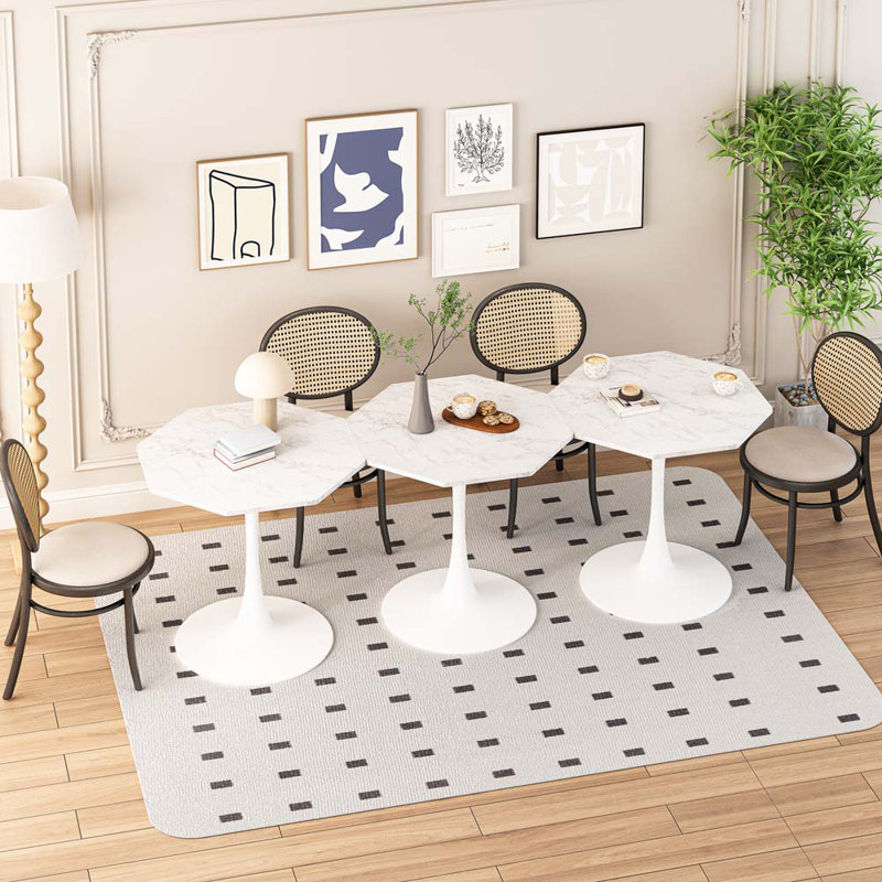 Graclynn Metal Base Dining Table, White Marble
